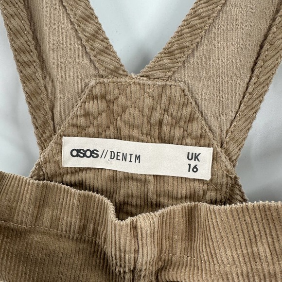 ASOS Denim Brown Corduroy Overall Dress Women's Size 12 - Picture 3 of 10